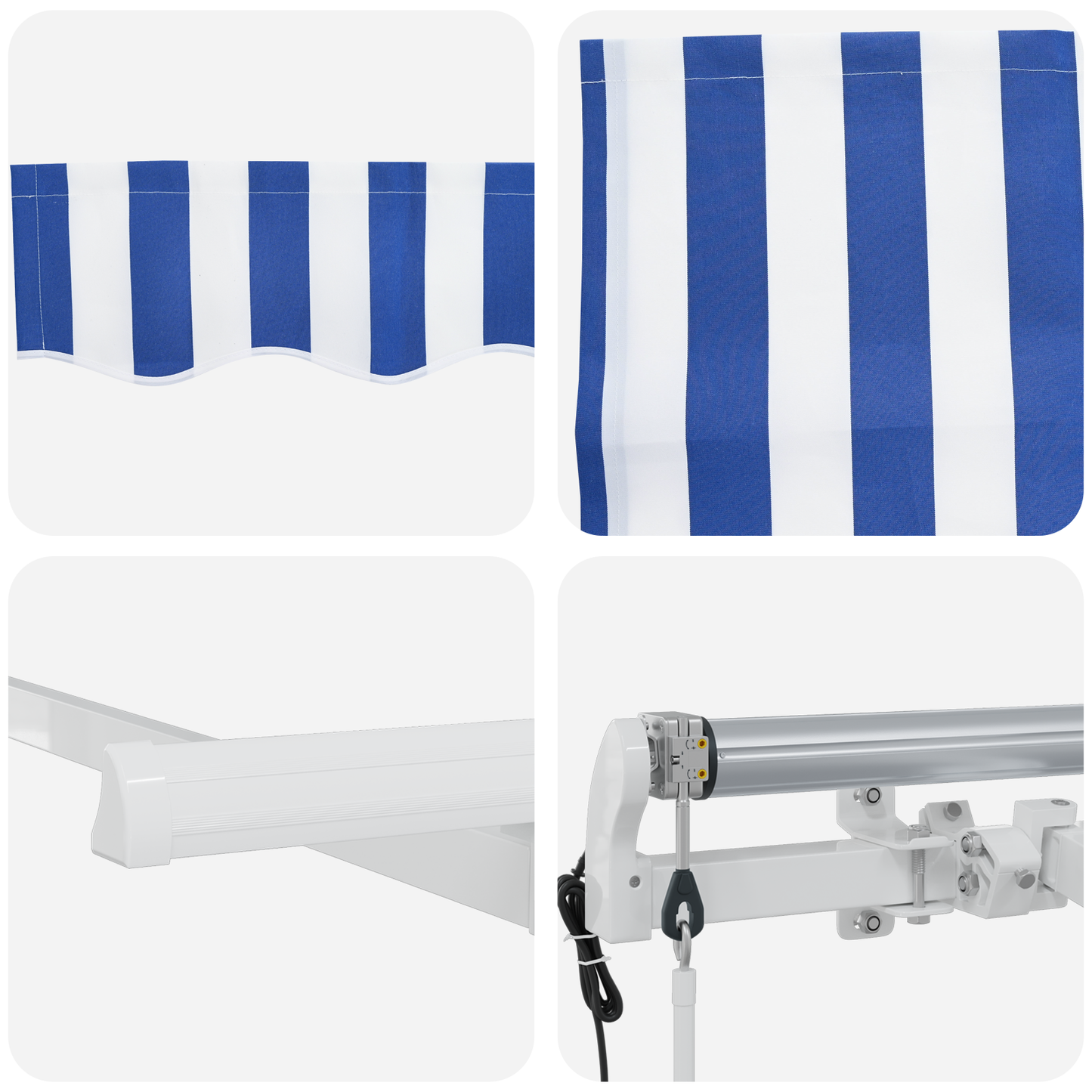 Utrækkelig Markise Blå og Hvid 400x200 Cm 400 X 200 Cm 4 X 2 M - billede 8