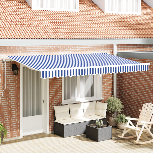 Utrækkelig Markise Blå og Hvid 400x200 Cm 400 X 200 Cm 4 X 2 M - hovedbillede