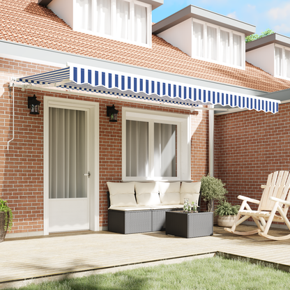 Utrækkelig Markise Blå og Hvid 400x200 Cm 400 X 200 Cm 4 X 2 M - billede 3