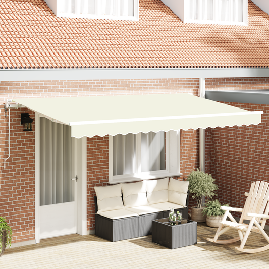 Utrækkelig Markise Creme og Hvid 400x200 Cm Large 4 X 2 M - hovedbillede