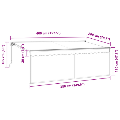 Utrækkelig Markise Creme Hvid Brun 400 X 200 Cm - billede 12