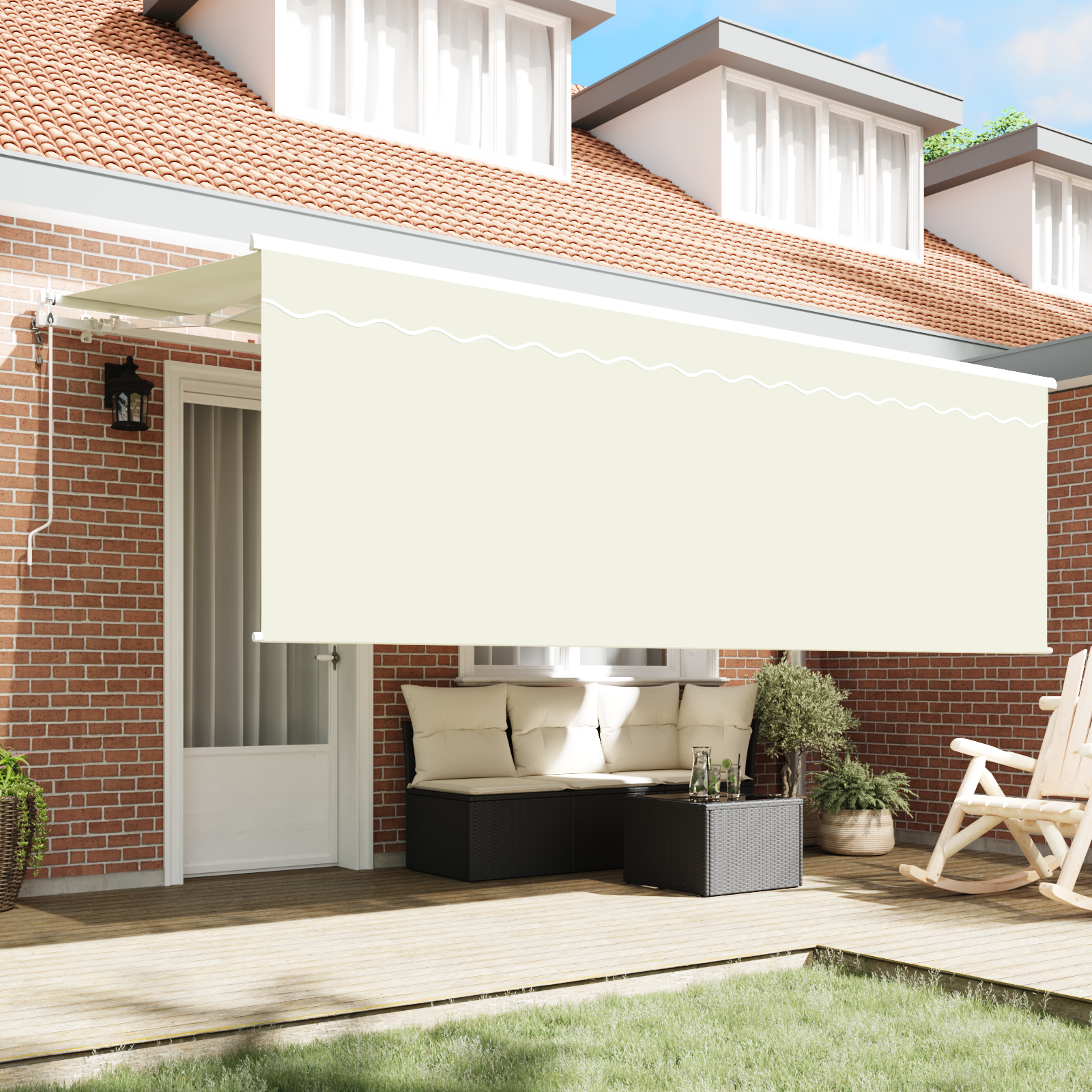 Utrækkelig Markise Creme Hvid Brun 400 X 200 Cm - billede 3