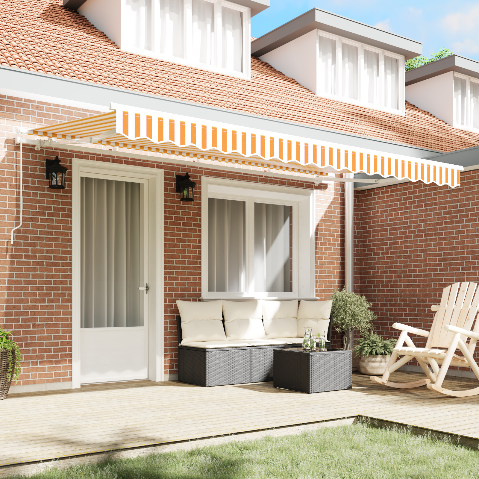 Utrækkelig Markise Gul og Hvid 400x200 Cm 400 X 200 Cm 4x2 M - billede 3