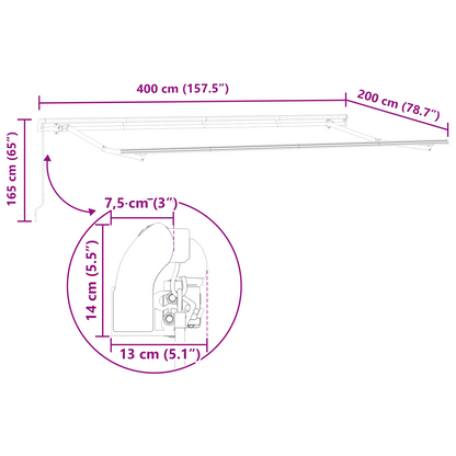 Utrækkelig Markise Gul og Hvid 400x200 Cm 400 X 200 Cm 4x2 M - billede 11