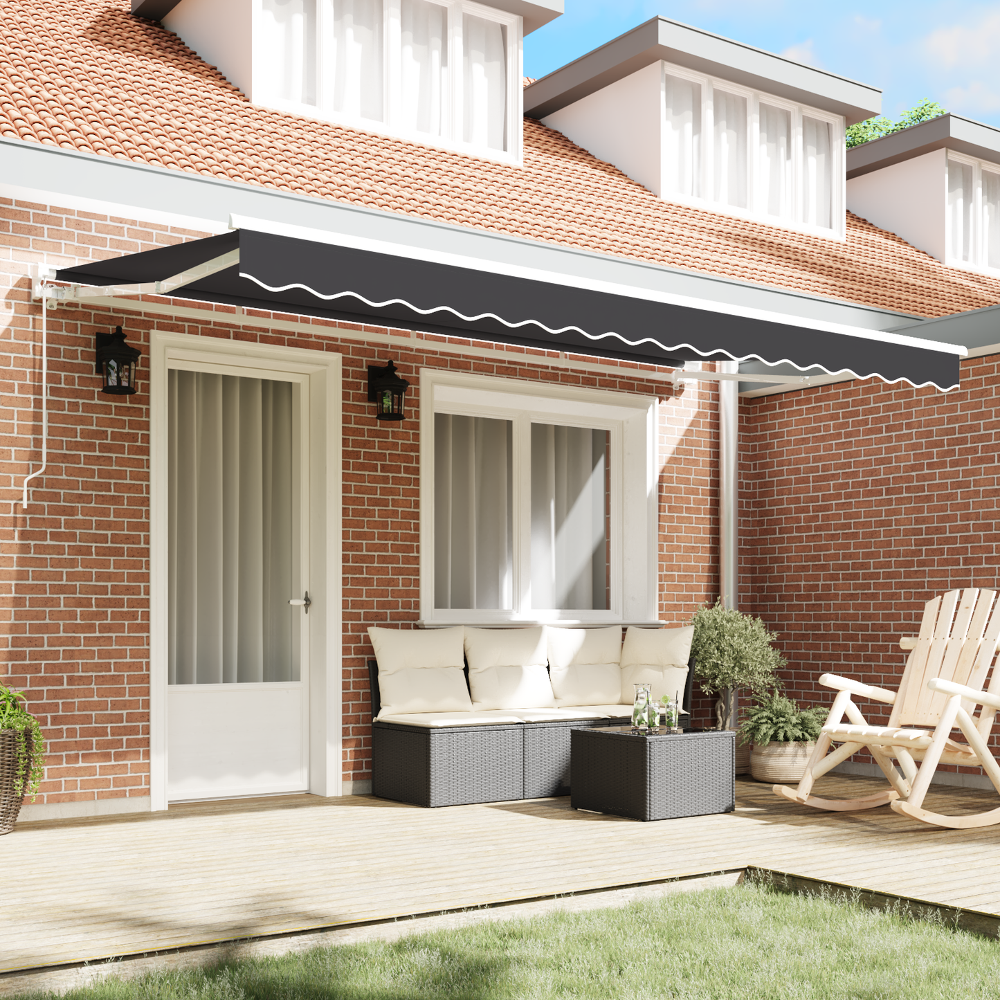 Utrækkelig Markise Antracit 400x200 Cm Stof og Polyester - billede 3