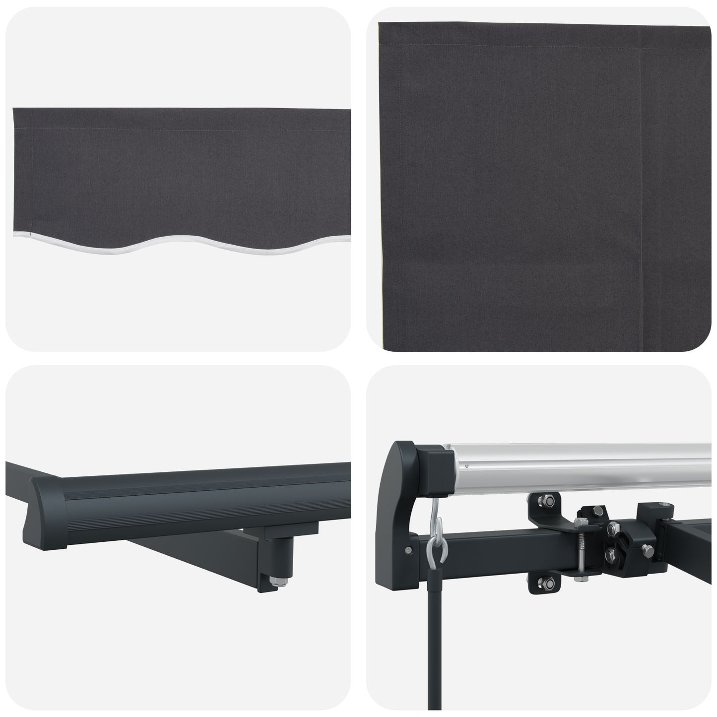 Utrækkelig Markise Antracit 400x200 Cm 400 X 200 Cm 4 X 2 M - billede 8
