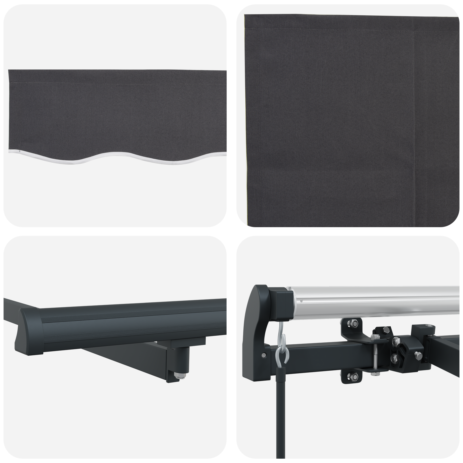 Utrækkelig Markise Antracit 400x200 Cm 400 X 200 Cm 4 X 2 M - billede 8