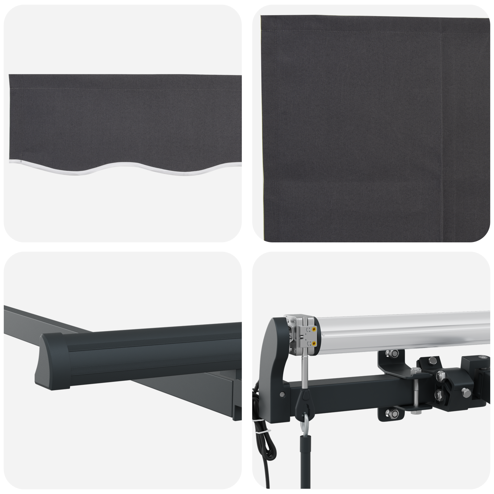 Utrækkelig Markise Antracit 400x200 Cm 400 X 200 Cm 4 X 2 M - billede 8