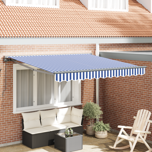 Utrækkelig Markise Blå og Hvid 300x250 Cm - hovedbillede
