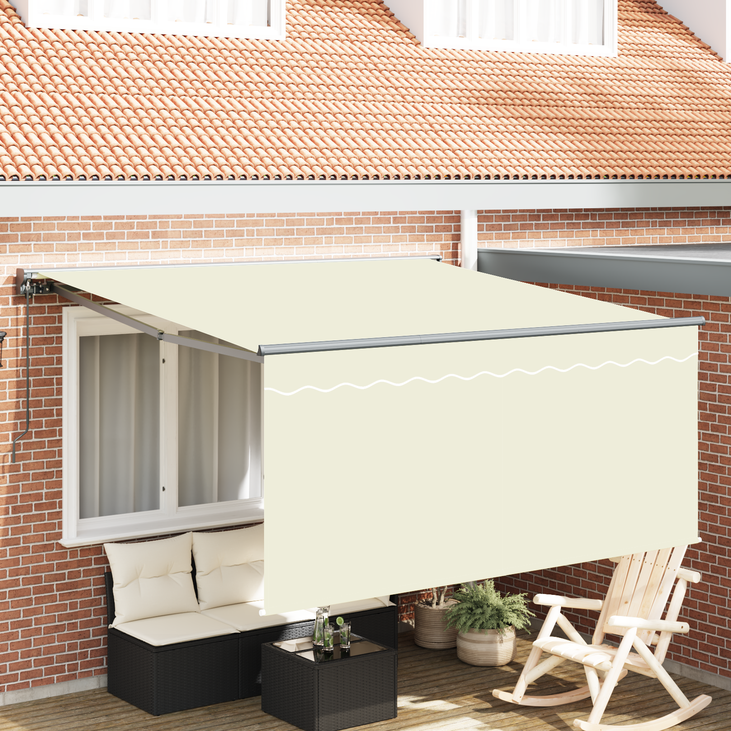 Utrækkelig Markise Creme Large Polyester - hovedbillede