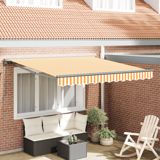 Utrækkelig Markise Gul og Hvid 300x250 Cm Polyester og Metal - hovedbillede