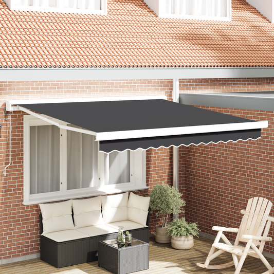 Automatisk Utrullabel Markise Antracit 300x250 Cm - hovedbillede