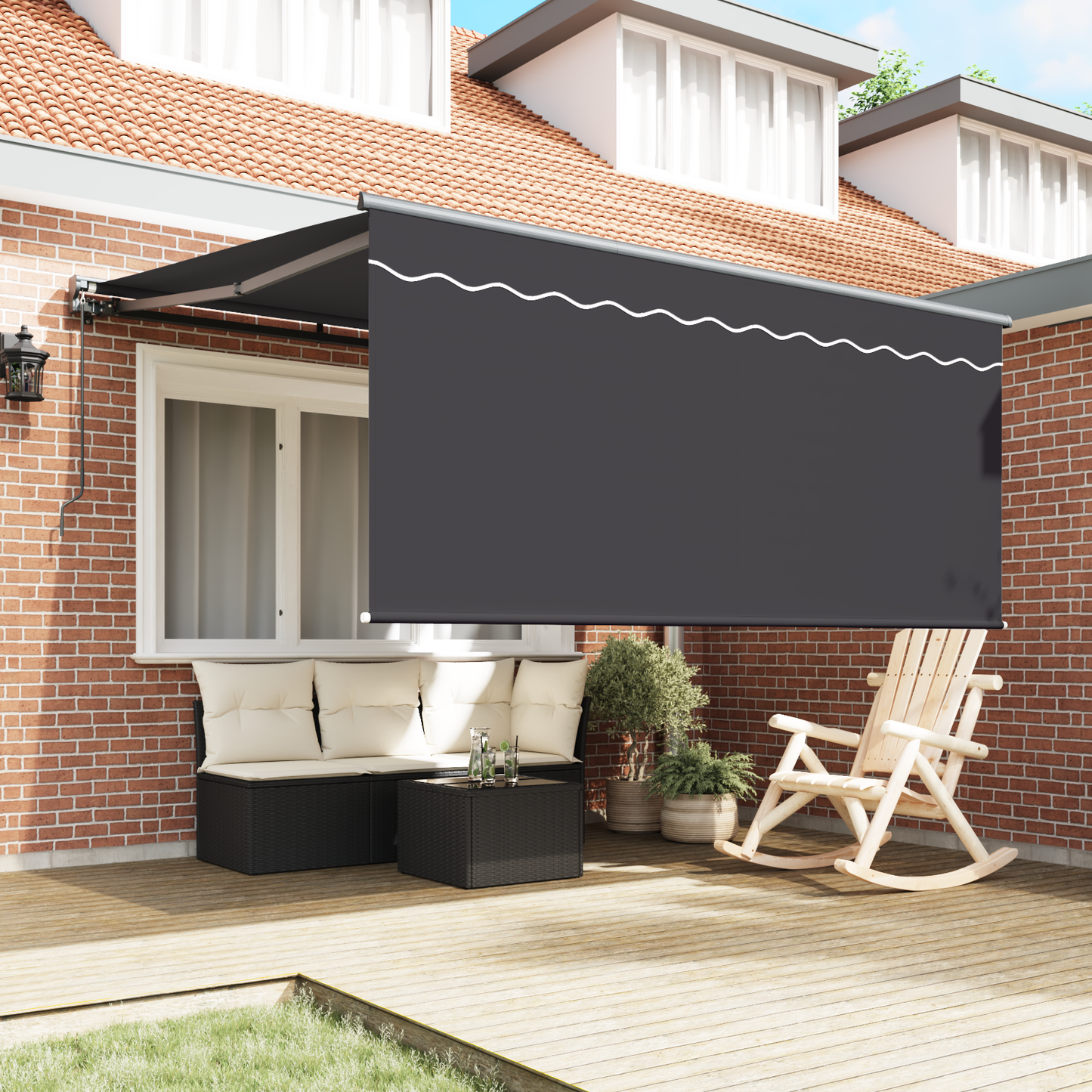 Utrækkelig Markise Antracit 300 X 250 Cm Stof - billede 3