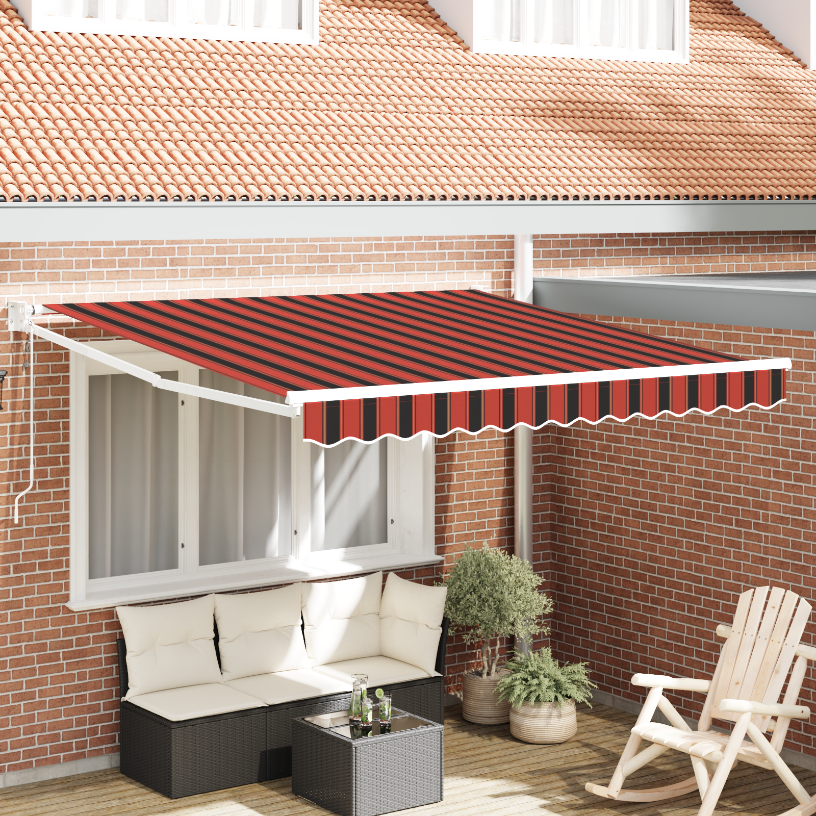 Automatisk Udtækkelig Markise Orange og Brun 300x250 Cm - hovedbillede