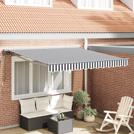 Utrækkelig Markise Anthracit og Hvid 300x250 Cm Stof og Metal - hovedbillede