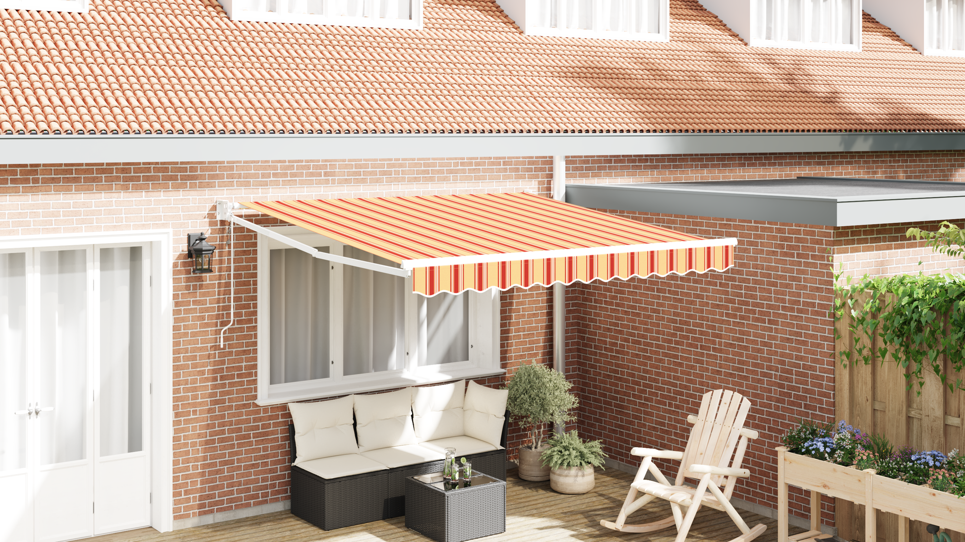 Automatisk Sammenrulkelig Markise Gul og Orange 300x250 Cm - hovedbillede