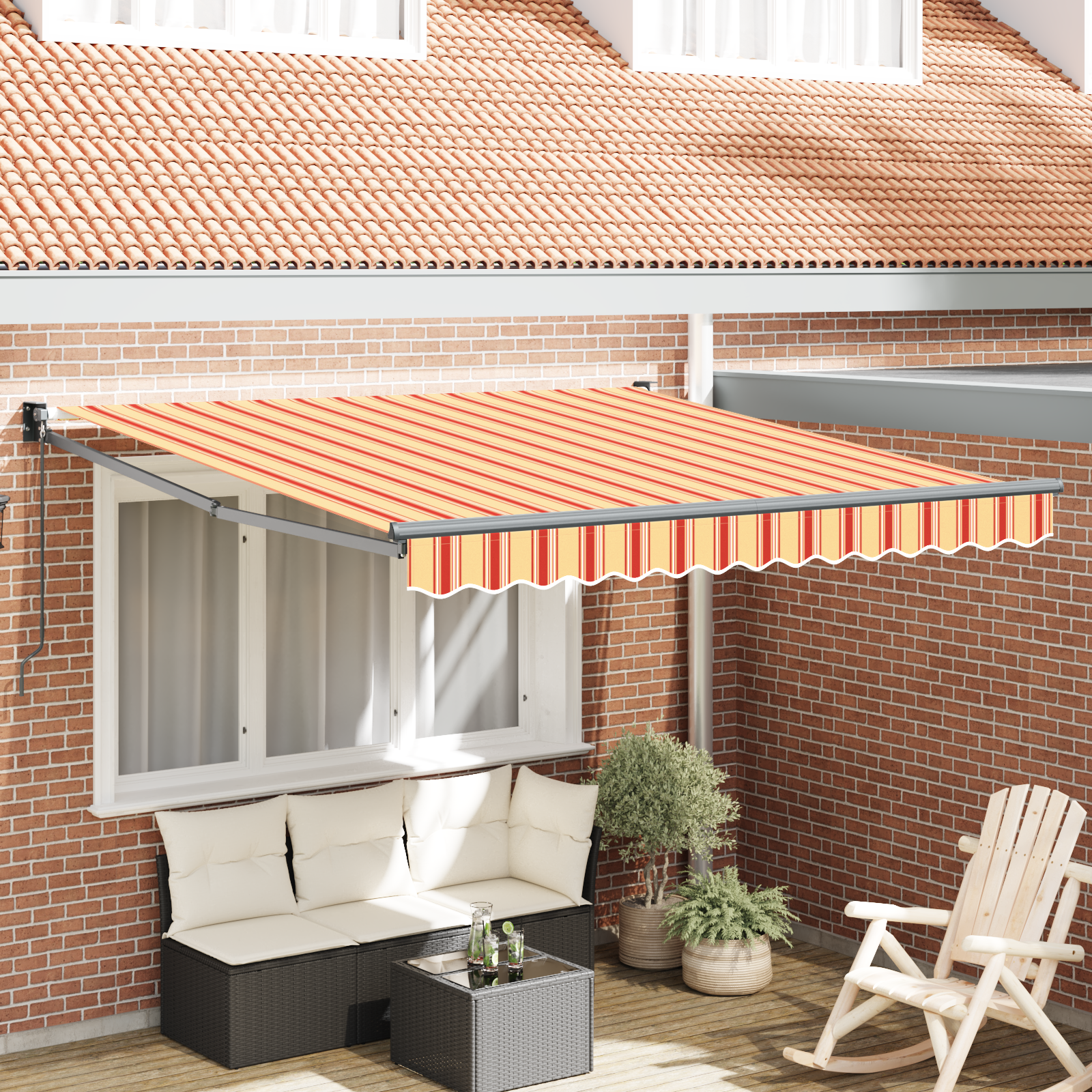 Manuel Udrulbar Markise Gul og Orange 300x250 Cm - hovedbillede