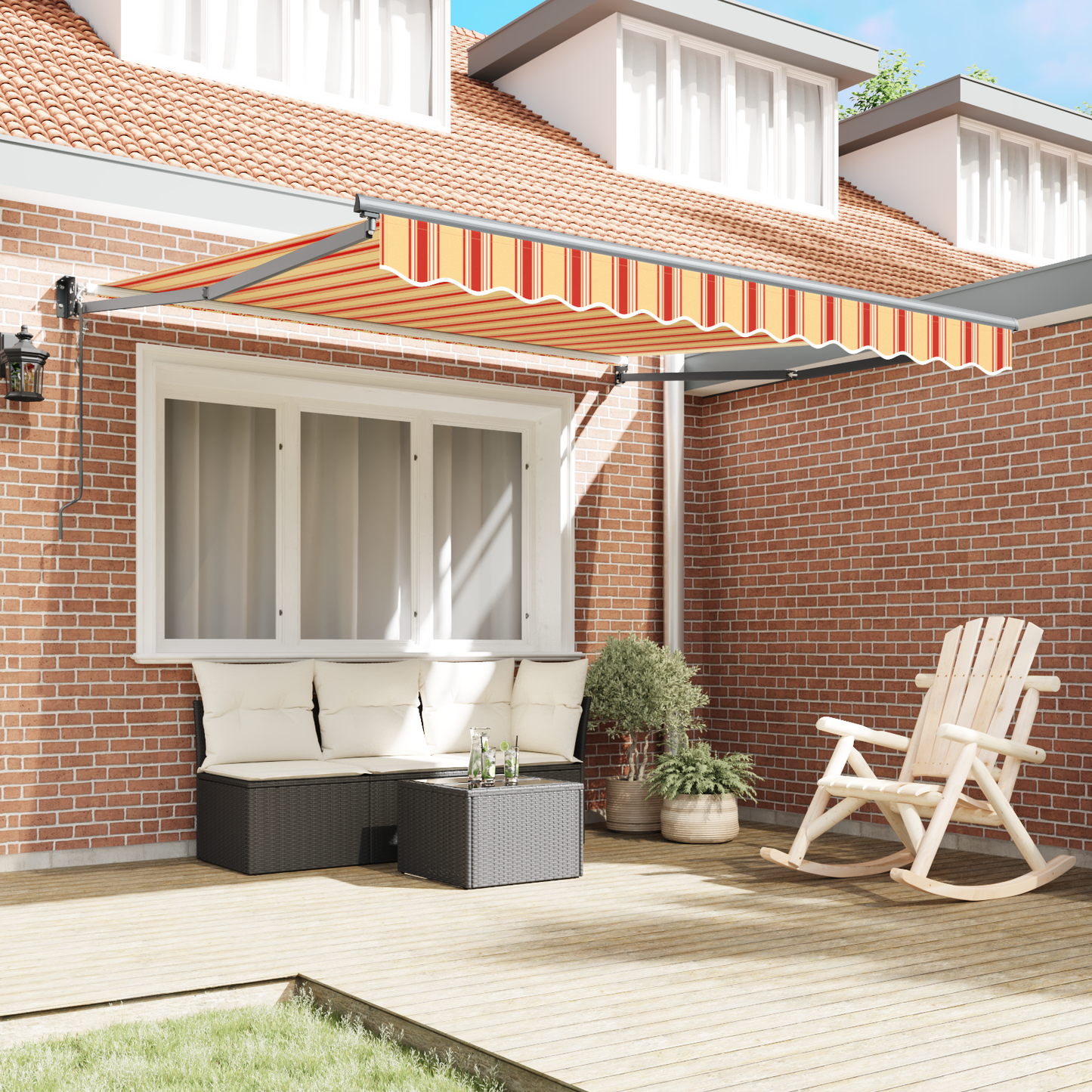 Automatisk Udtækkelig Markise Gul og Orange 300x250 Cm - billede 3