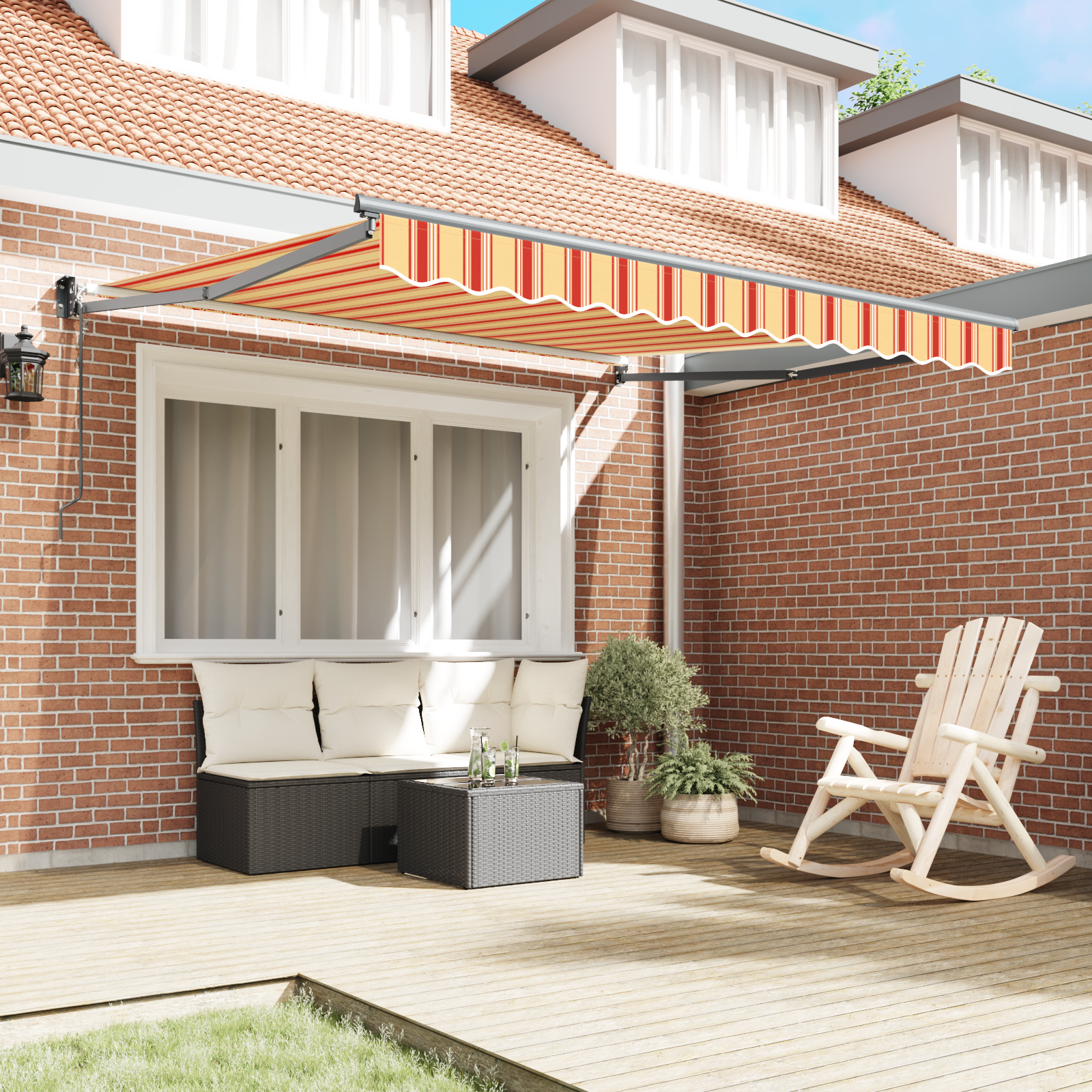 Automatisk Udtækkelig Markise Gul og Orange 300x250 Cm - billede 3