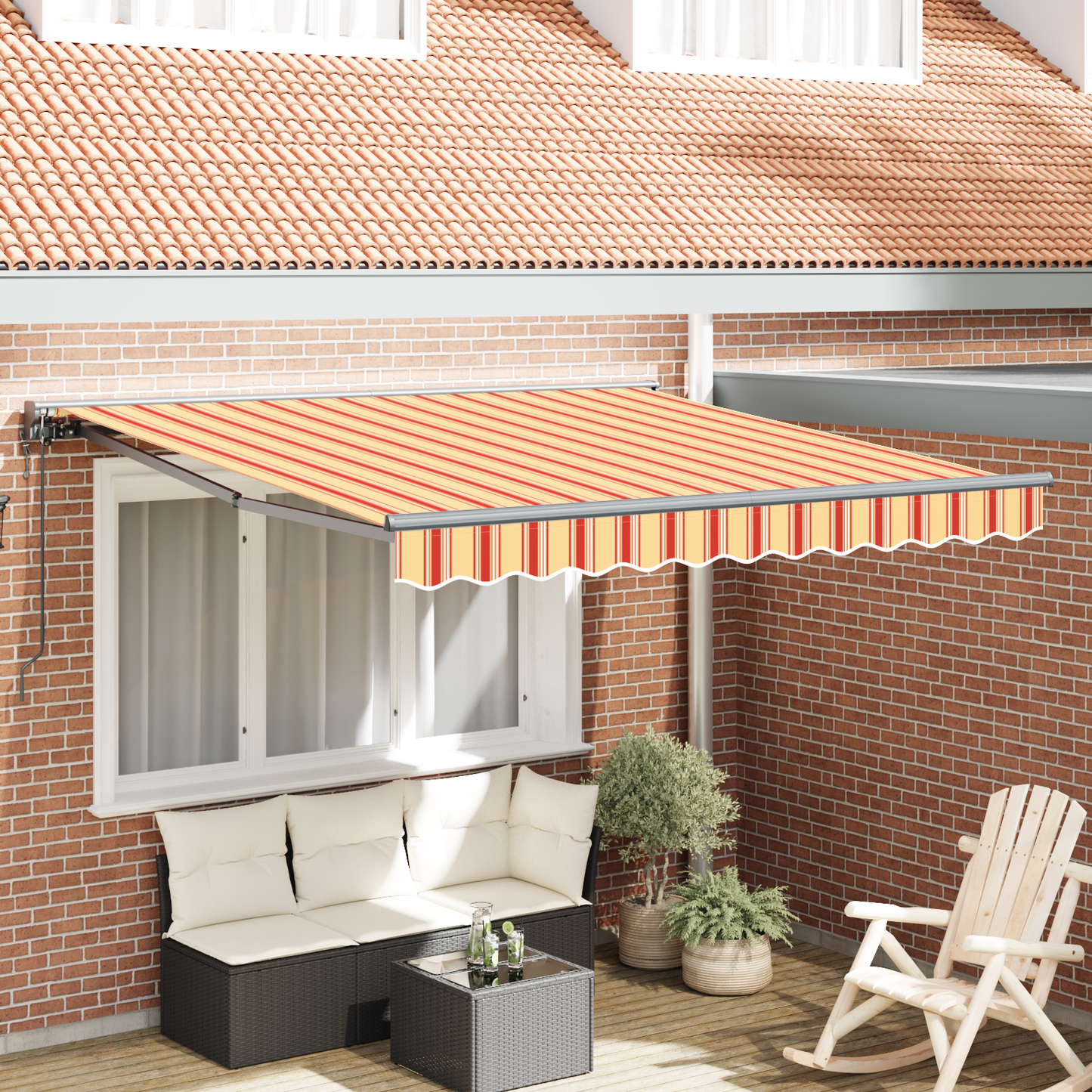 Automatisk Utrækkeligt Markise i Gul og Orange, 300 X 250 Cm - hovedbillede