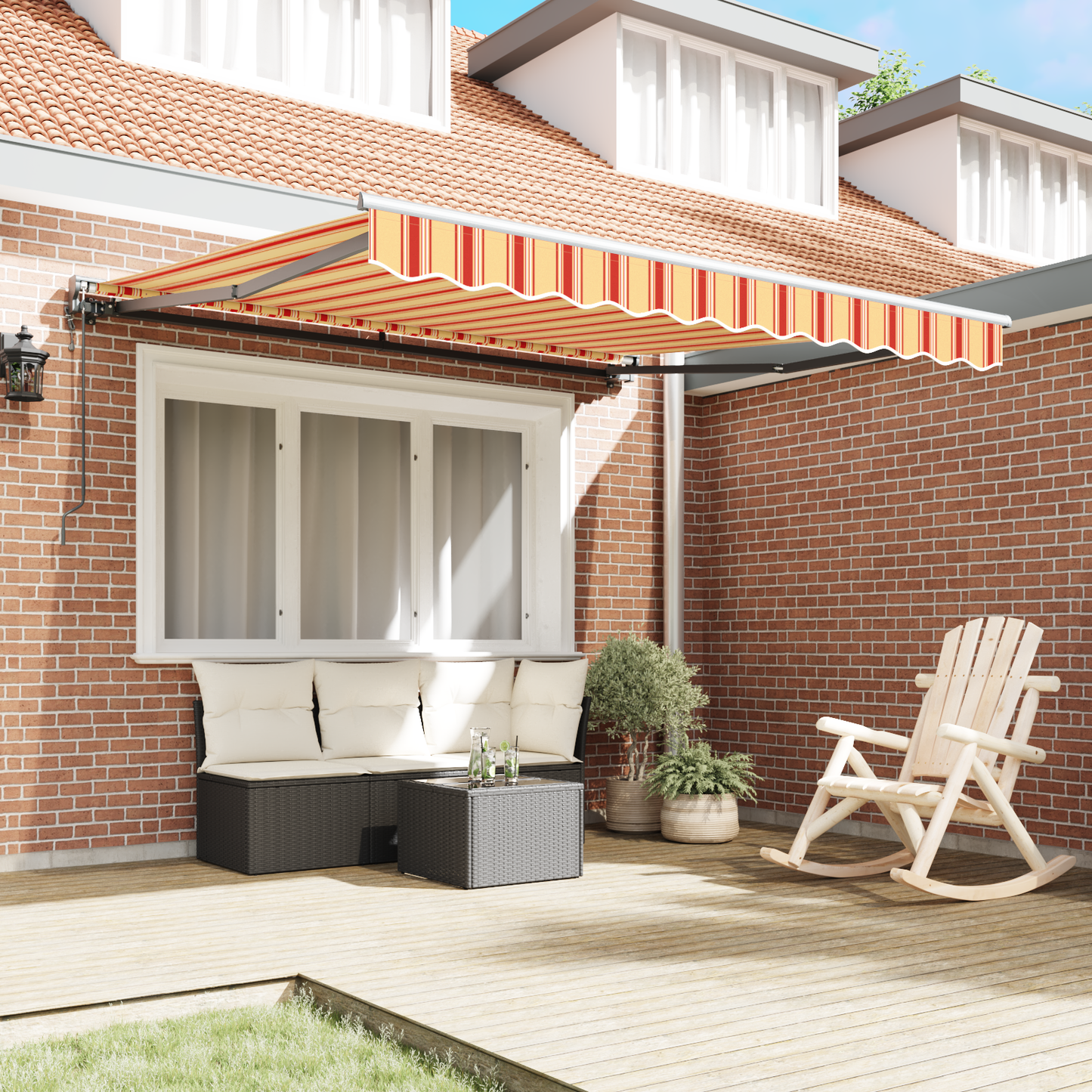 Automatisk Utrækkeligt Markise i Gul og Orange, 300 X 250 Cm - billede 3