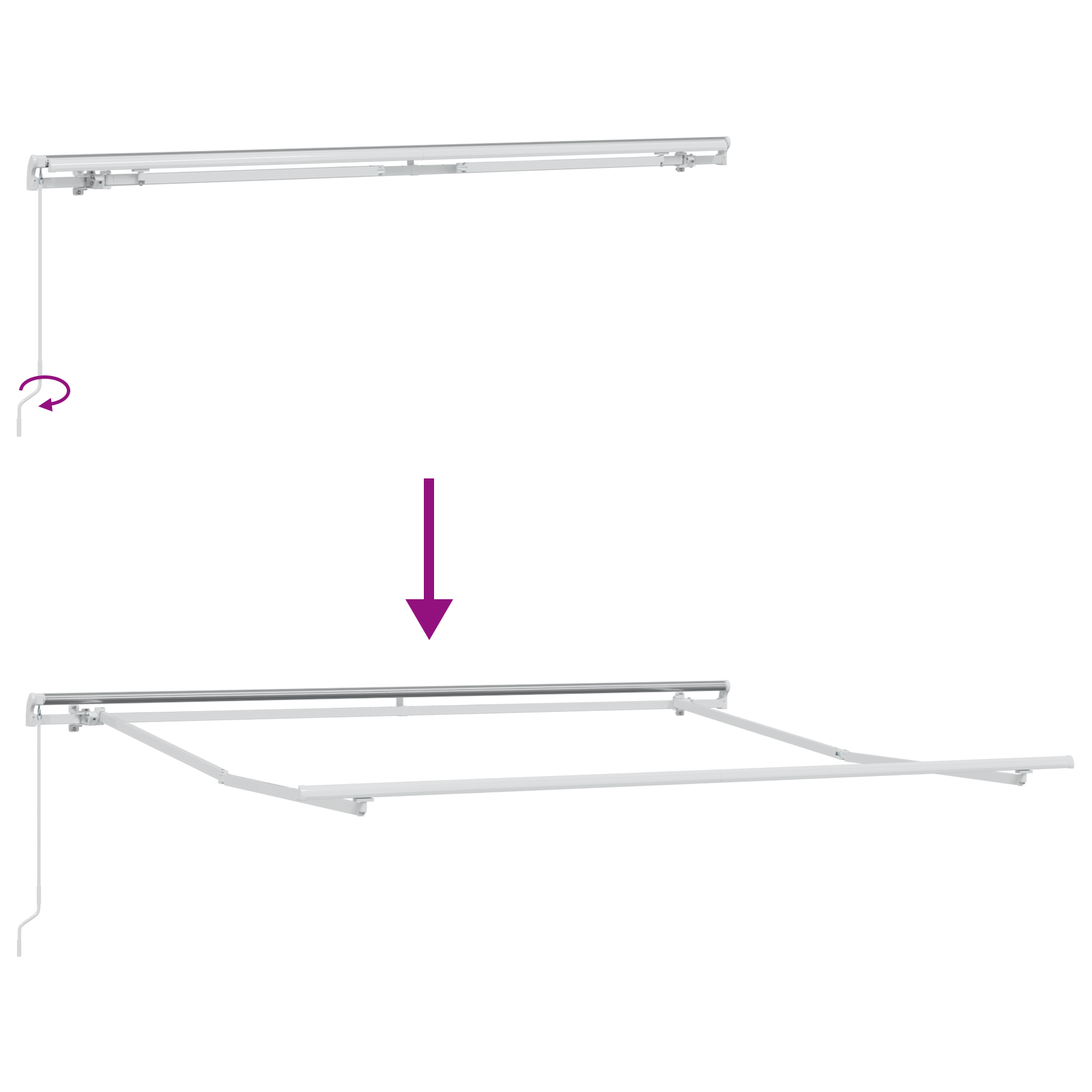 Manuel Udtækkelig Markise Rød og Hvid Stribe 300x250 Cm - billede 9