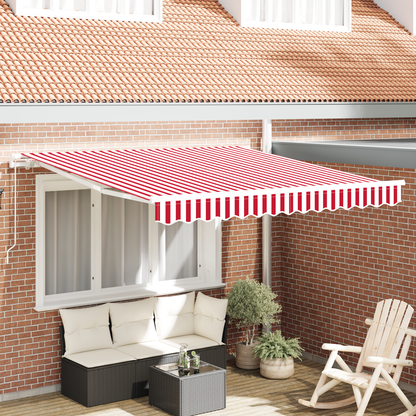 Manuel Udtækkelig Markise Rød og Hvid Stribe 300x250 Cm - hovedbillede