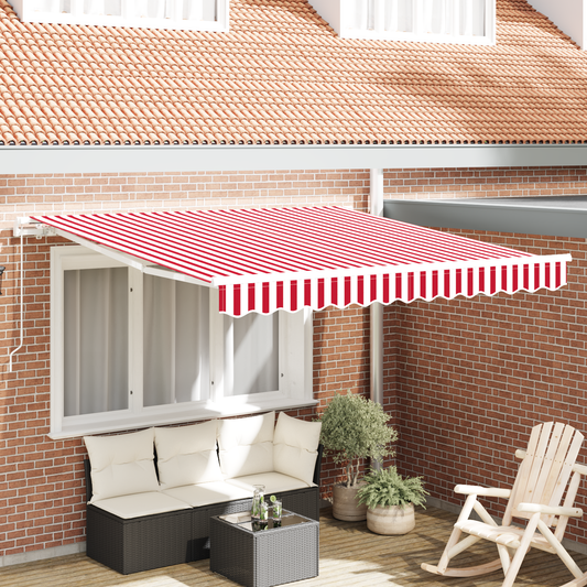 Manuel Udtækkelig Markise Rød og Hvid Stribe 300x250 Cm - hovedbillede