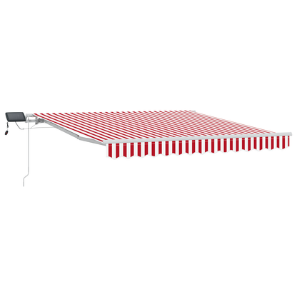 Manuel Utrækkelig Markise med Led Rød og Hvid 300 X 250 Cm - billede 2