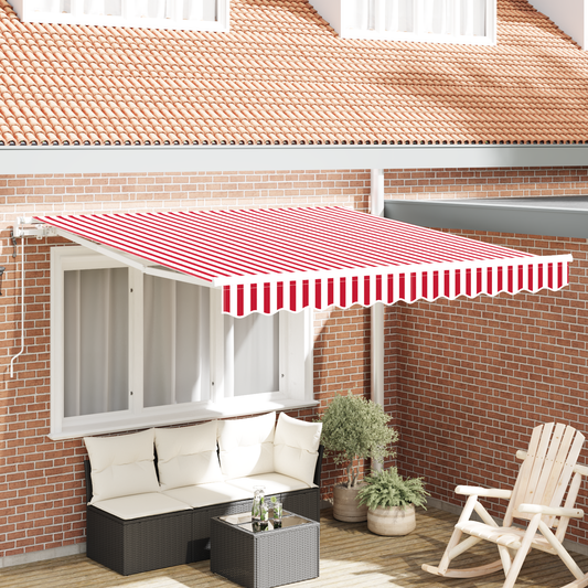 Automatisk Utrækkelig Markise Rød og Hvid - 300 X 250 Cm - hovedbillede