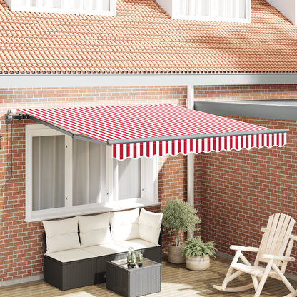 Automatisk Udtækkelig Markise Rød og Hvid 300x250 Cm - hovedbillede