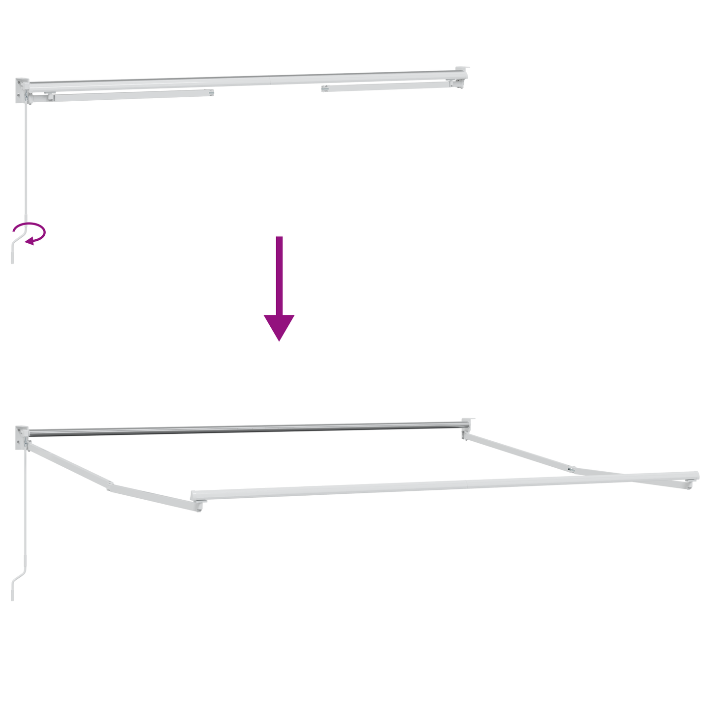 Manuel Udtækkelig Markise Rød og Hvid Stribe 300x250 Cm - billede 9