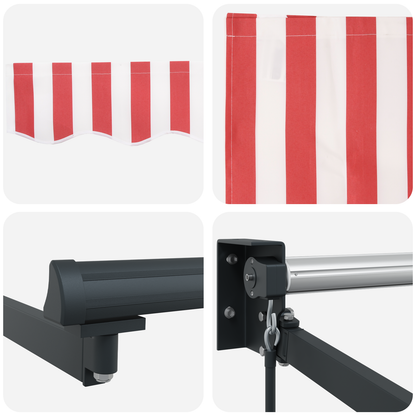 Manuel Udtækkelig Markise Rød og Hvid Stripe 300x250 Cm - billede 8