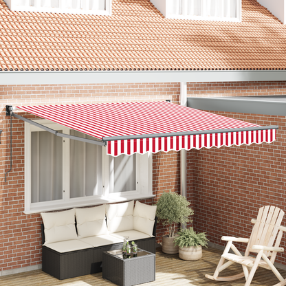 Manuel Udtækkelig Markise Rød og Hvid Stripe 300x250 Cm - hovedbillede