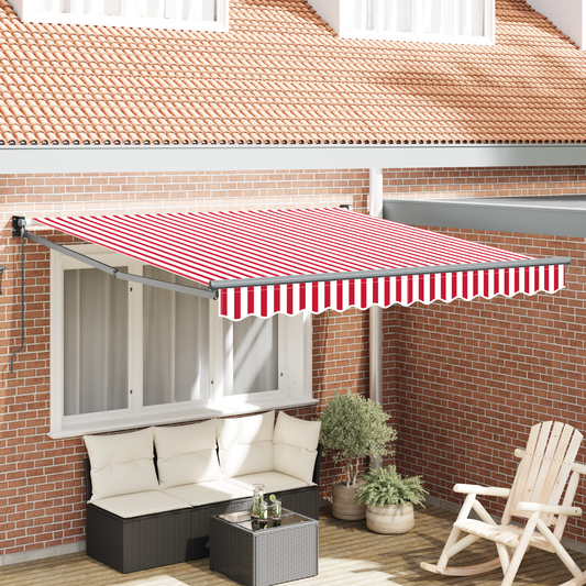 Manuel Udtækkelig Markise Rød og Hvid Stripe 300x250 Cm - hovedbillede