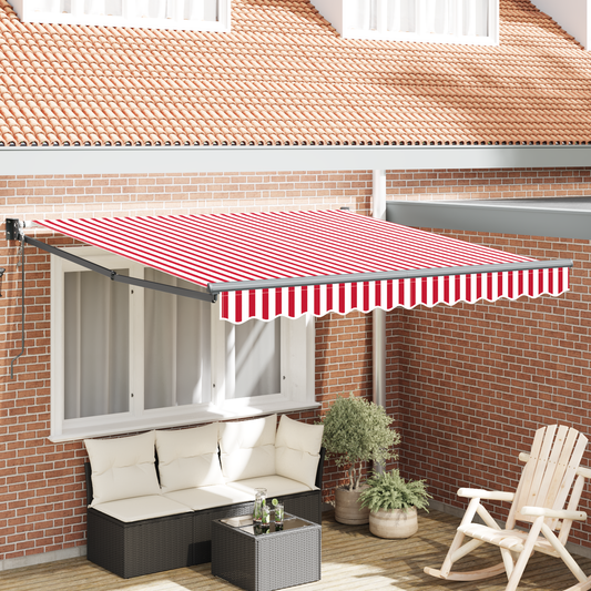 Automatisk Sammenrullelig Markise Rød og Hvid Stribe 300x250 Cm - hovedbillede