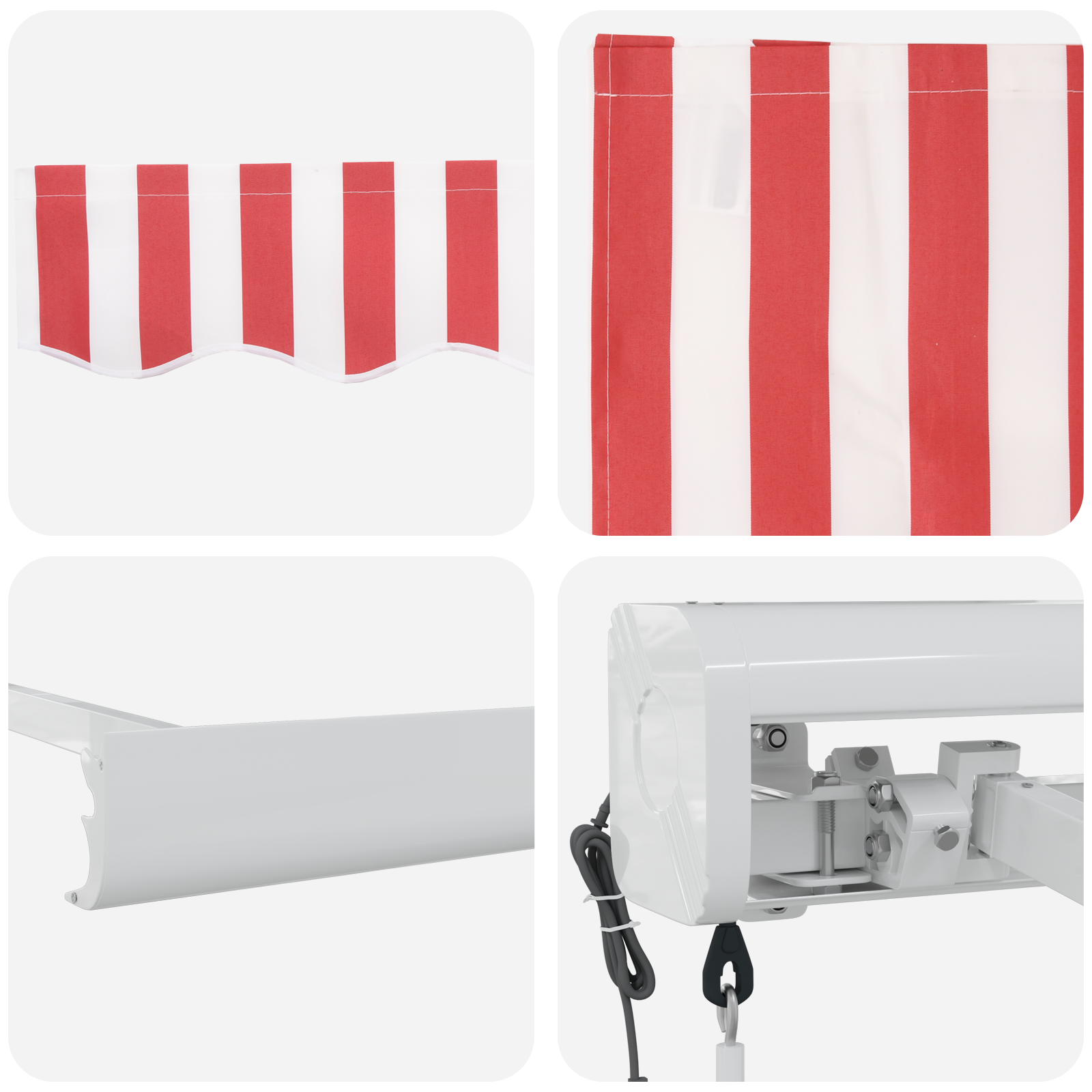 Automatiske Utrækkelige Markise - Rød og Hvid Stribe 300 X 250 Cm - billede 8