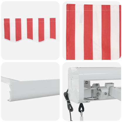 Automatiske Utrækkelige Markise - Rød og Hvid Stribe 300 X 250 Cm - billede 8