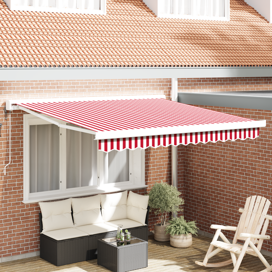 Automatiske Utrækkelige Markise - Rød og Hvid Stribe 300 X 250 Cm - hovedbillede