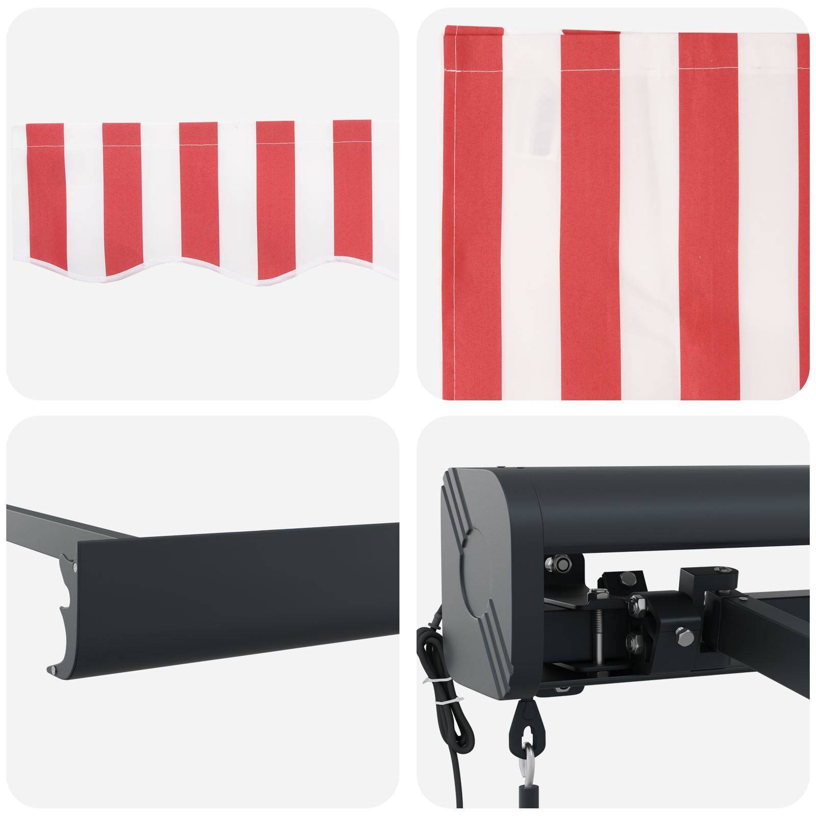 Automatisk Utrækkelig Markise Rød/hvid Stribet 300 X 250 Cm - billede 8