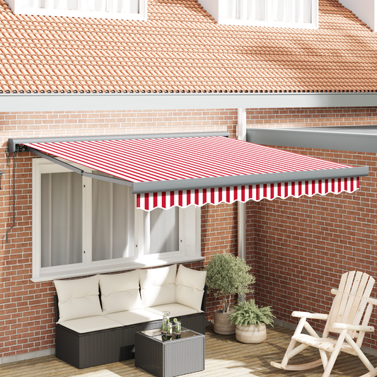 Automatisk Utrækkelig Markise Rød/hvid Stribet 300 X 250 Cm - hovedbillede