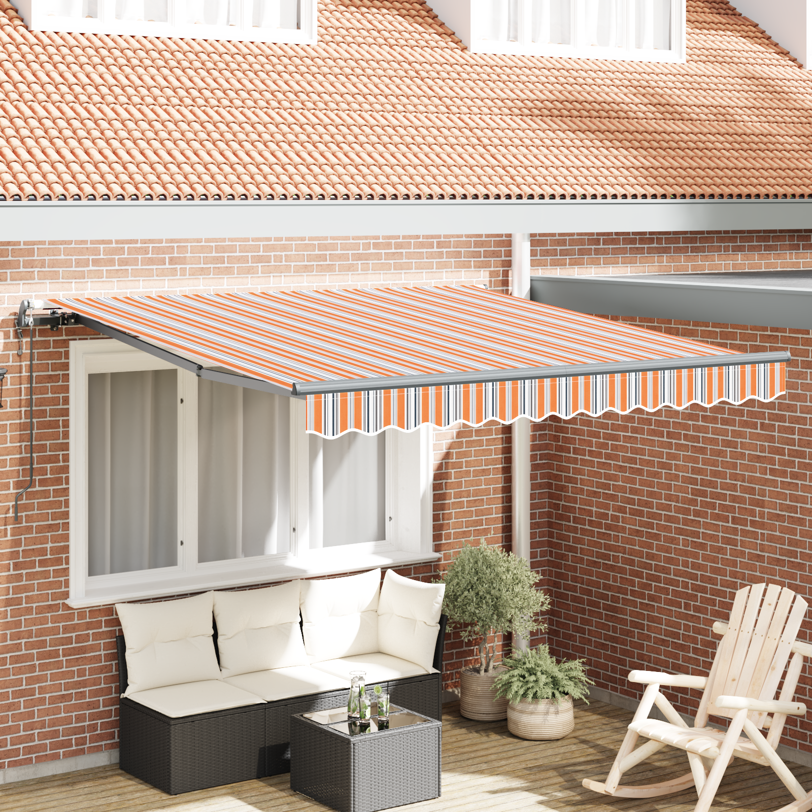 Automatisk Udtrækbar Markise Multicolor Stribe 300x250 Cm - hovedbillede