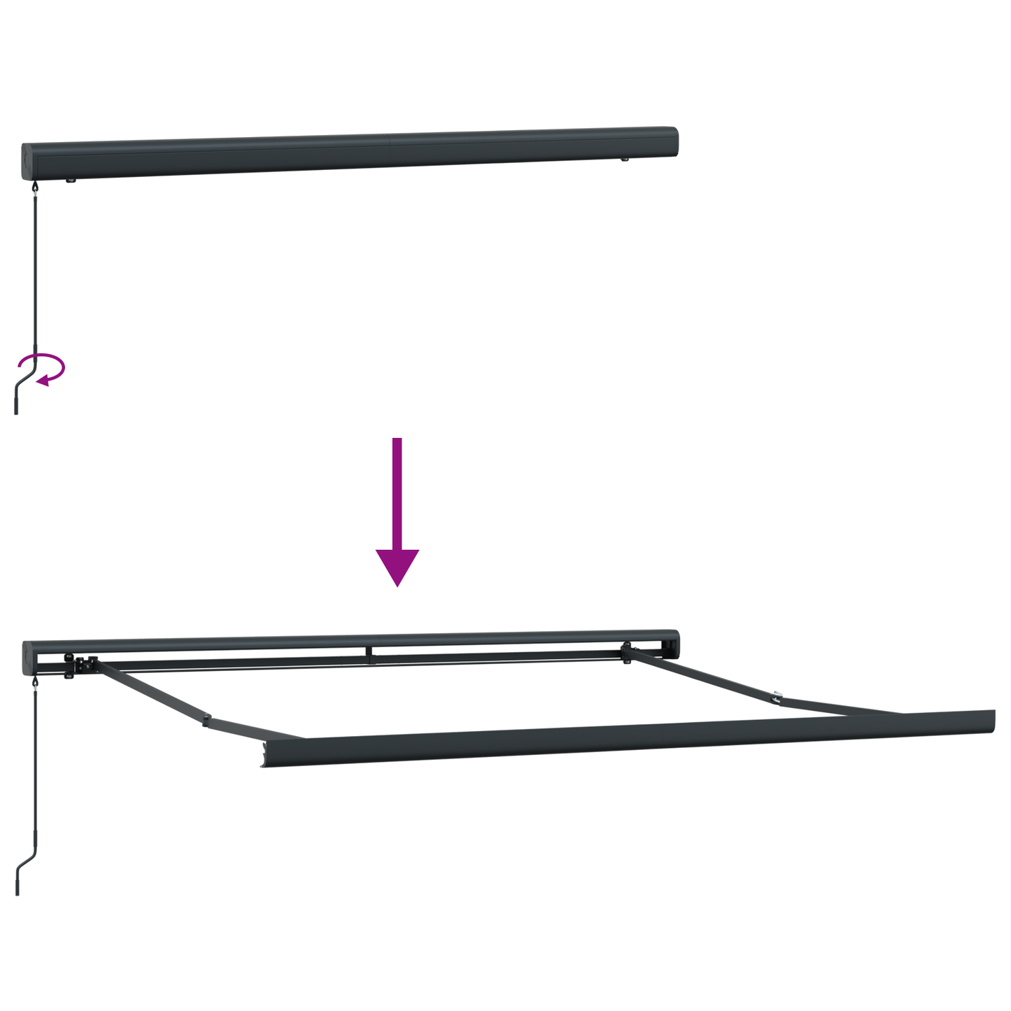 Manuel Udtækkelig Markise Flerfarvet Stribe 300x250 Cm - billede 9