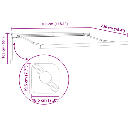 Manuel Udtækkelig Markise Flerfarvet Stribe 300x250 Cm - billede 11