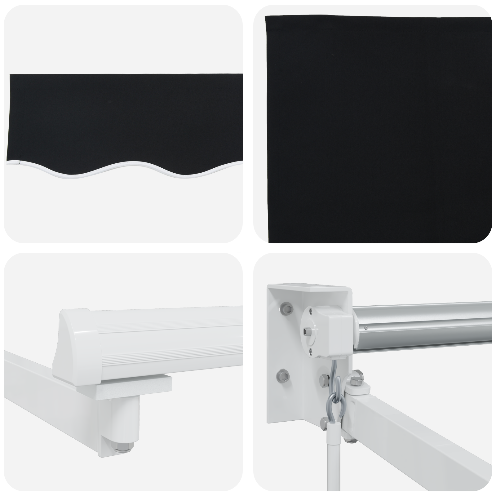 Manuel Sammenrulningsmarkise Sort 300x250 Cm&&markise Erstatningsstof til 3x2.5 M Ramme Sort - billede 8