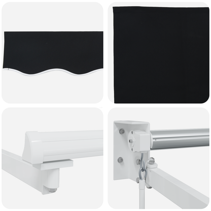 Manuel Sammenrulningsmarkise Sort 300x250 Cm&&markise Erstatningsstof til 3x2.5 M Ramme Sort - billede 8