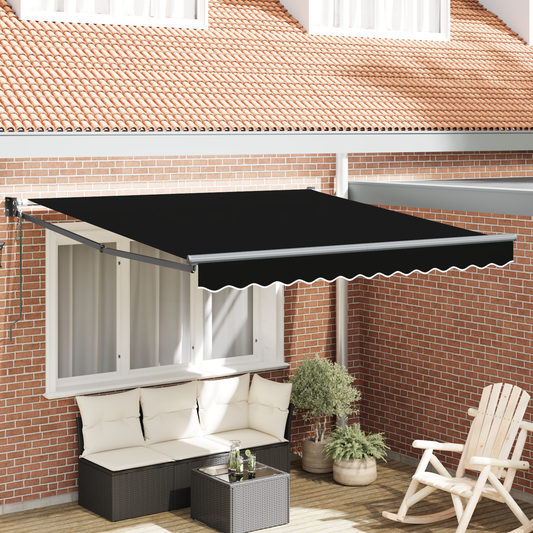 Automatisk Udtækkelig Markise Sort 300x250 Cm&&markise Erstatningsstof til 3x2.5 M Ramme Sort - hovedbillede