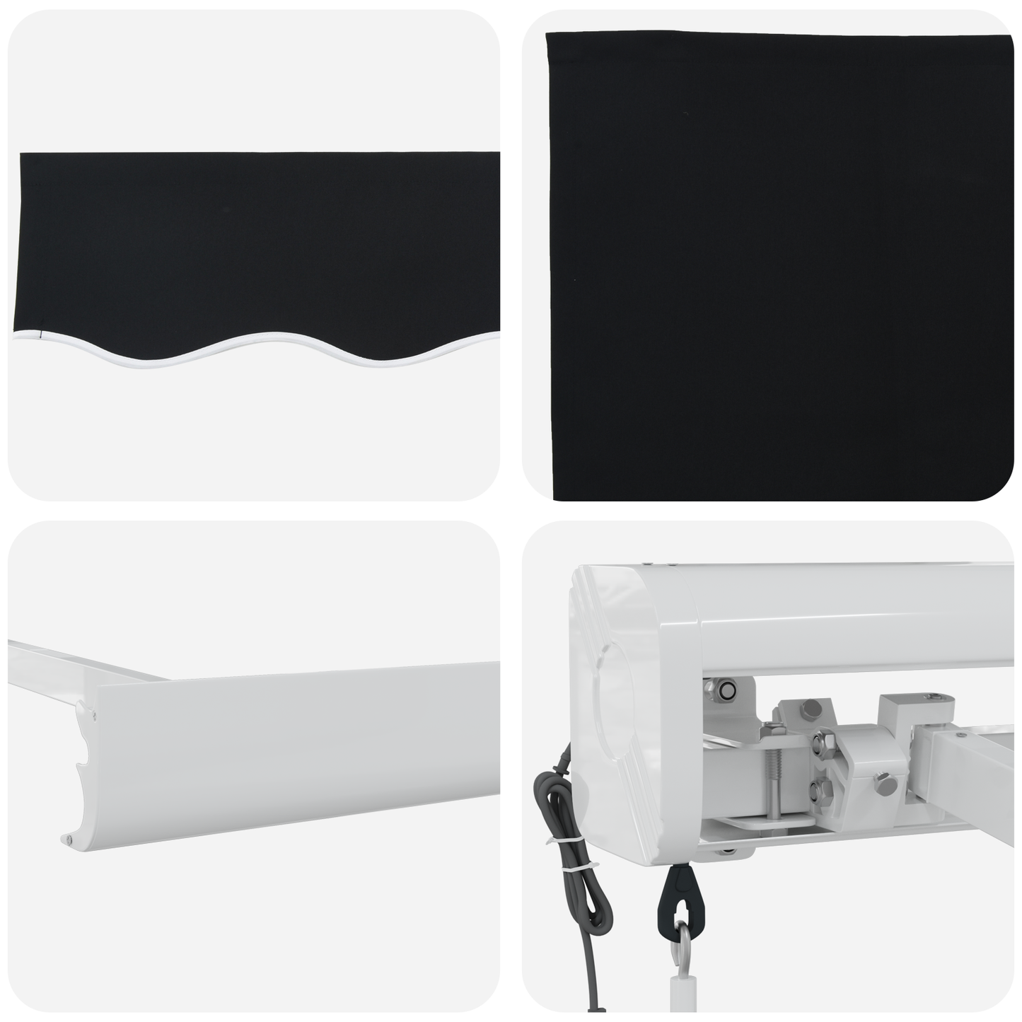 Sort 300x250 Cm Automatisk Udtækkelig Markise - billede 8