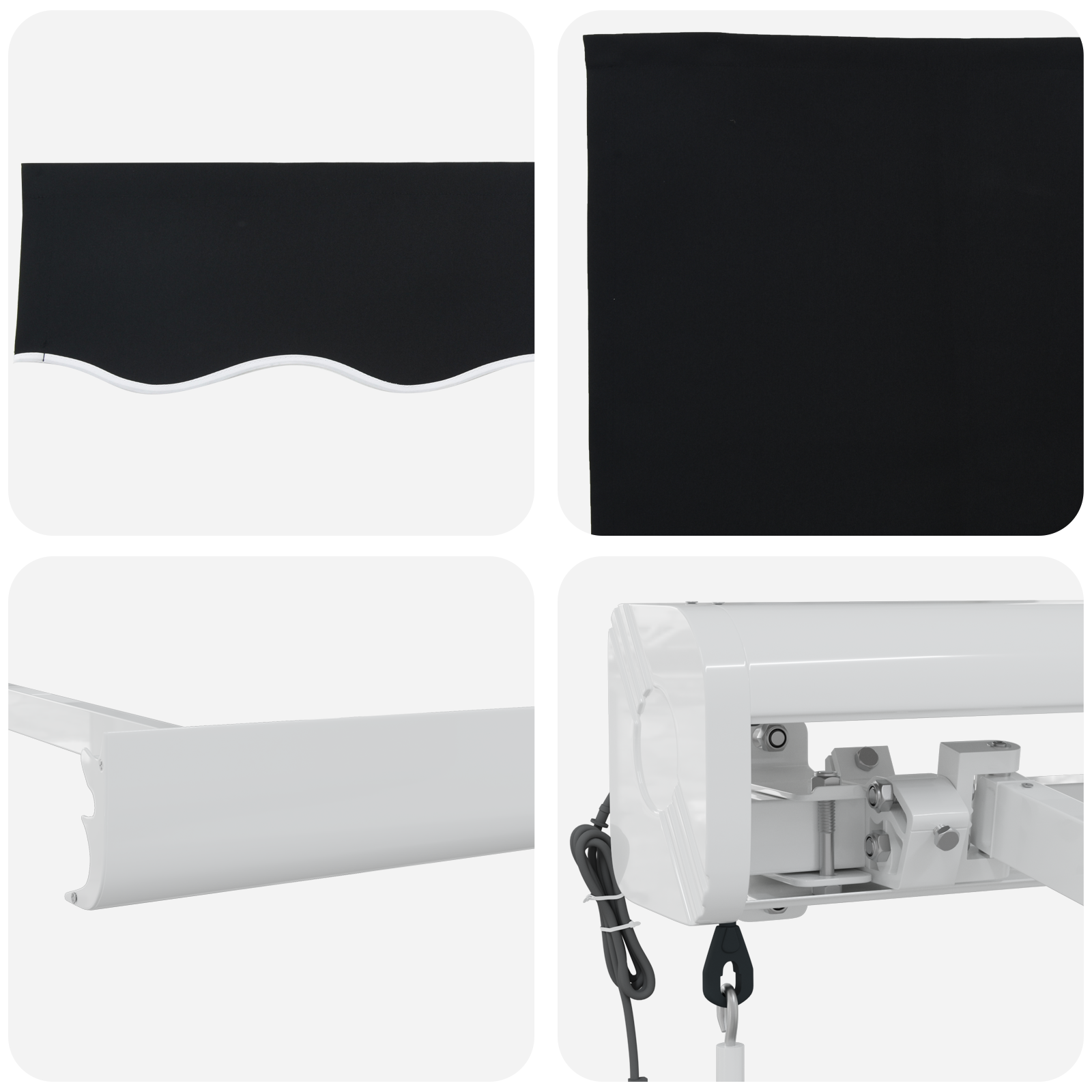 Sort 300x250 Cm Automatisk Udtækkelig Markise - billede 8