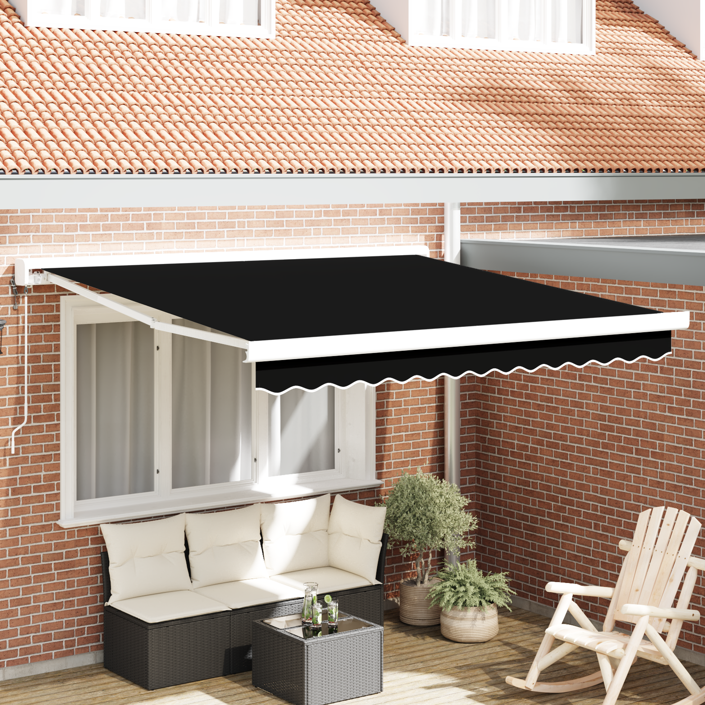 Sort 300x250 Cm Automatisk Udtækkelig Markise - hovedbillede